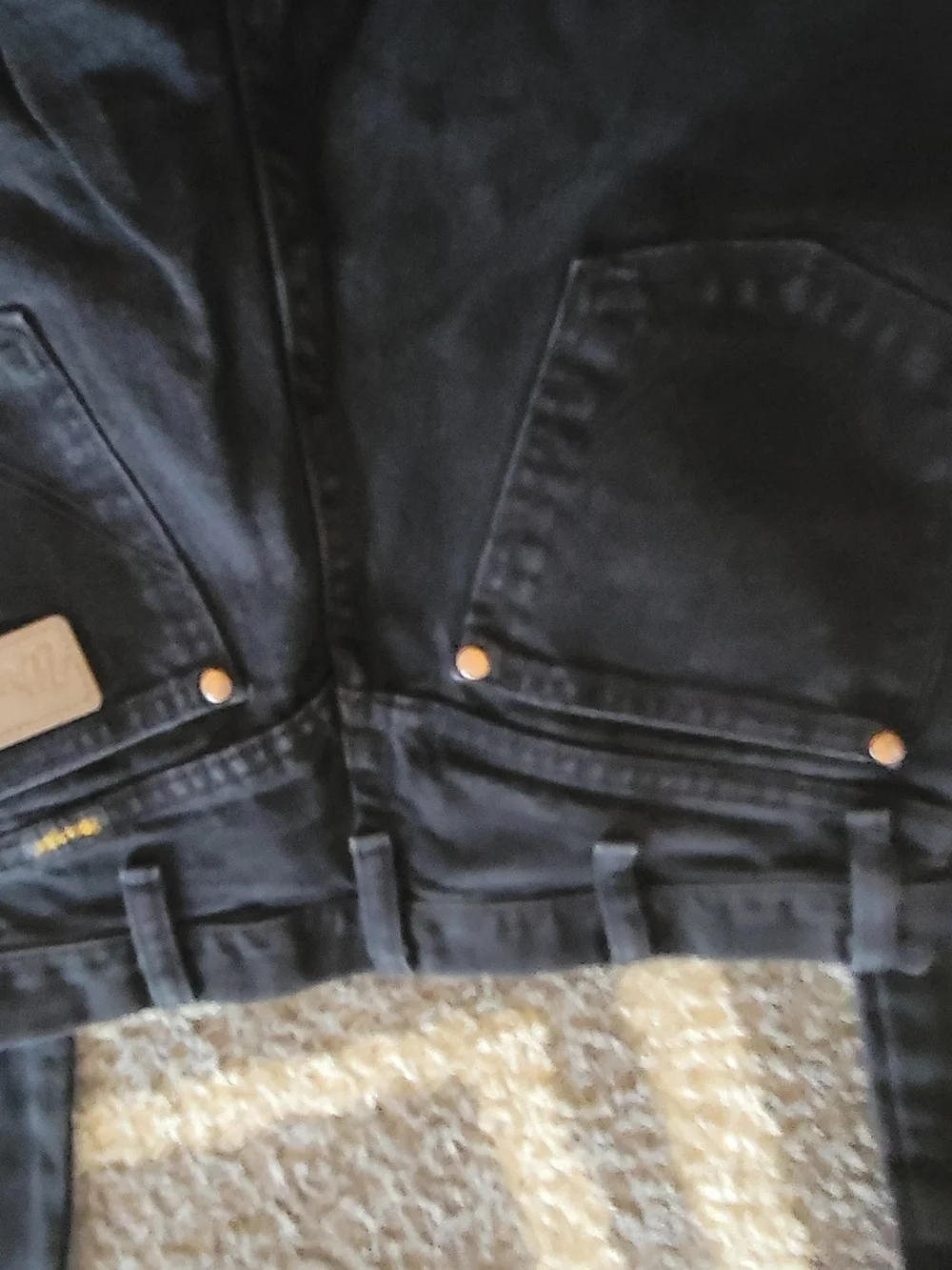 Wrangler Black Denim Pocket with Tan Patch 30x32